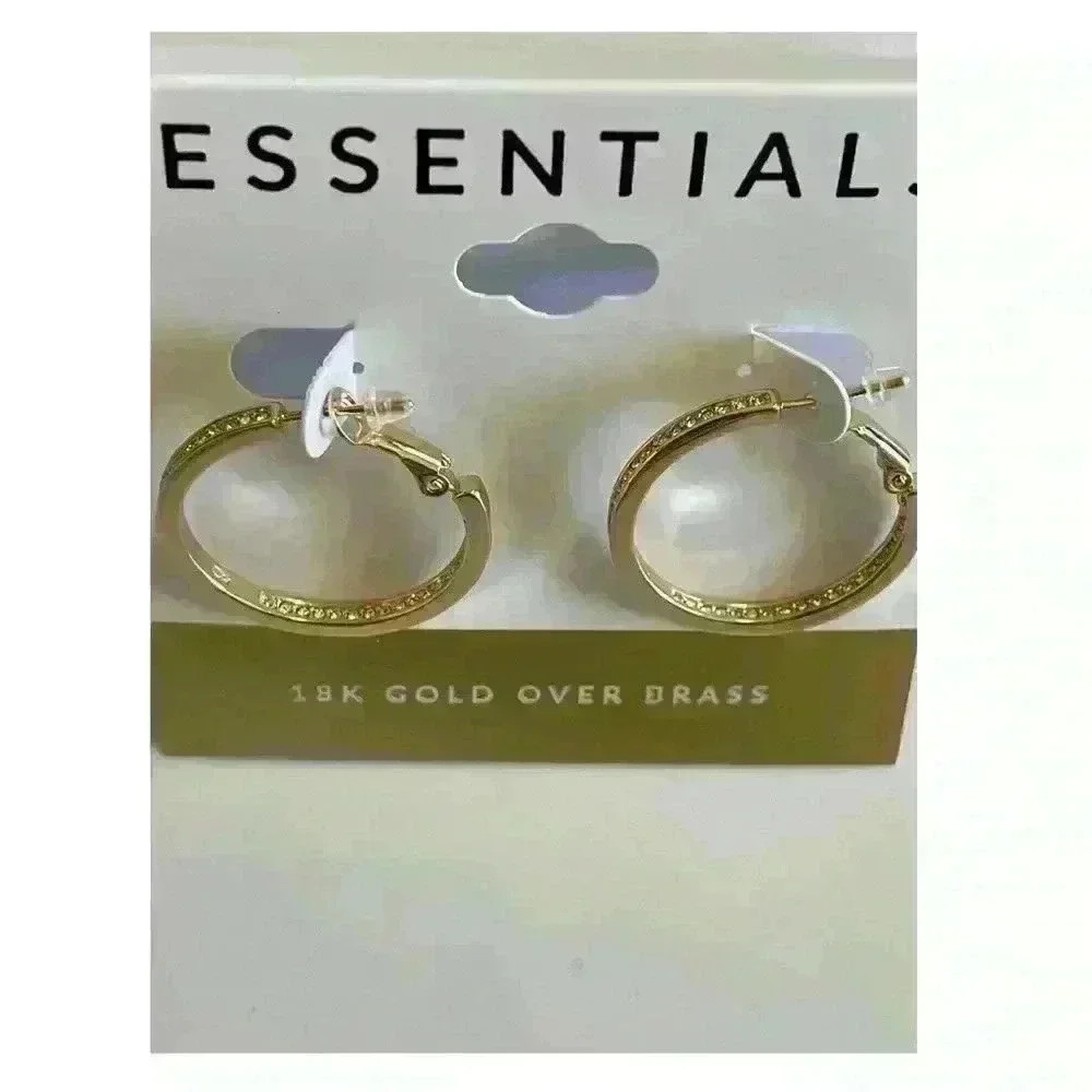 Médium Crystal Inside Out Medium Hoop In Gold Plate Earrings - Picture 9 of 10